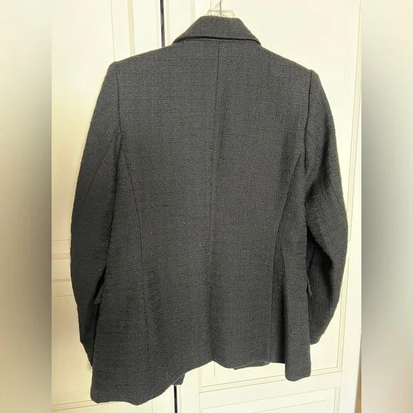 H&M Black Tweed Double-Breasted Blazer with Gold Buttons Size Small - Picture 5 of 9